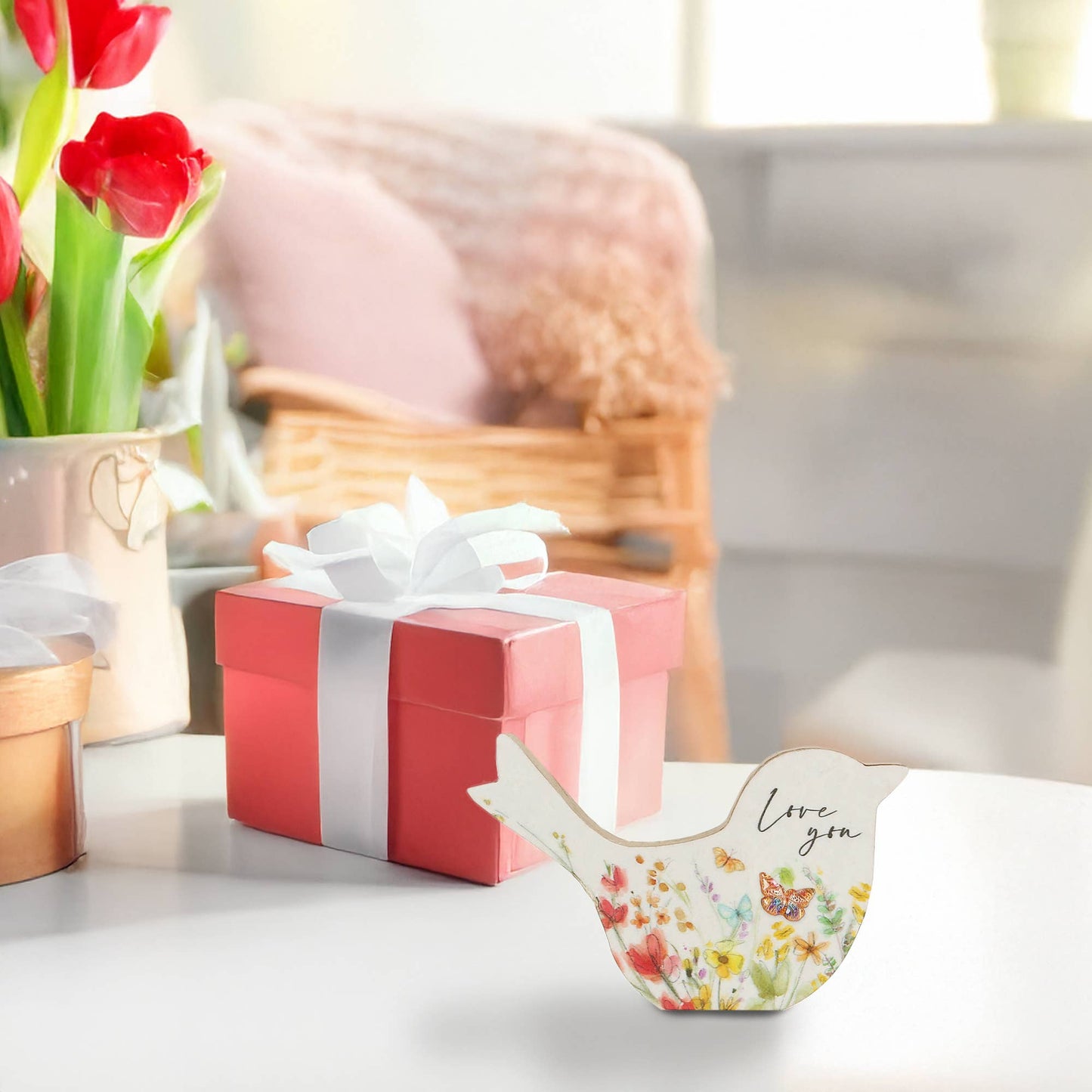 Love You - 3" MDF Bird Plaque