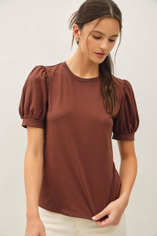 COTTON JERSEY PUFF SLEEVE T-SHIRTS