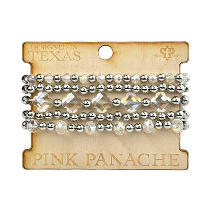 Crystal and silver bead bracelet set - Southern Sassy Boutique