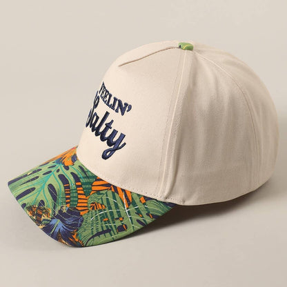 Feelin' Salty Letter Embroidery Floral Trucker Hat - Southern Sassy Boutique