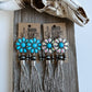 Western Concho Bead Fringe Dangle Earrings