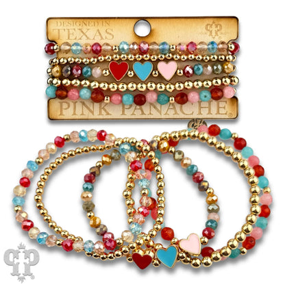 Enamel hearts and faceted bead bracelet - Southern Sassy Boutique