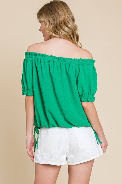 Curvy Airflow Dot Off-Shoulder Top