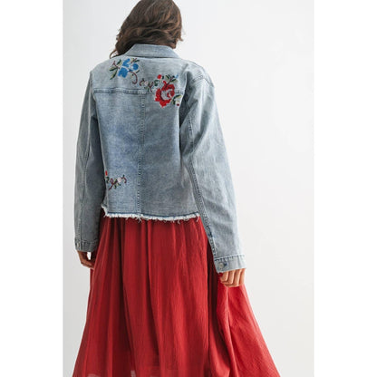 STYLISH EMBROIDERED DENIM JACKET - Southern Sassy Boutique
