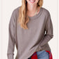 Brushed Waffle Fabric Loose Fit Long Sleeve Top