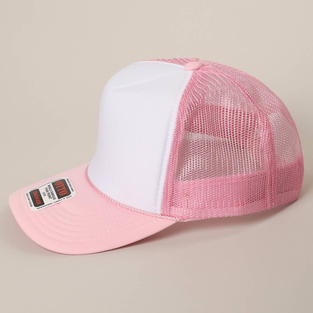 Two-Tone Mesh Back High Crown Foam Trucker Hat - Southern Sassy Boutique