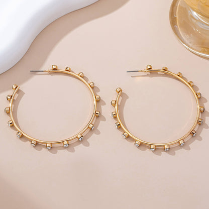 Crystal-Studded Gold Hoop Earrings