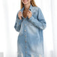Ripped Raw Trim Denim Shirt Dress