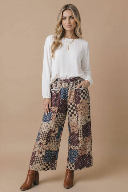 Patchwork Floral French Terry Pants
