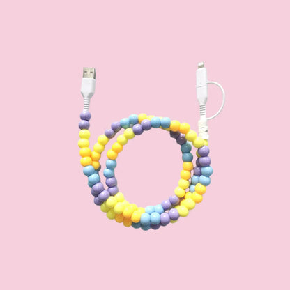 Beaded Data Cable 2 in 1 type-c to ip15 - Southern Sassy Boutique
