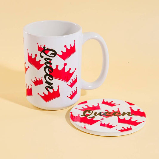 Queen And Crowns 15 Oz Mug With Matching Coaster Gift Set