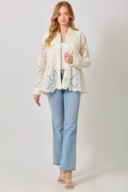 Lace Peplum Trucker Jacket - Southern Sassy Boutique