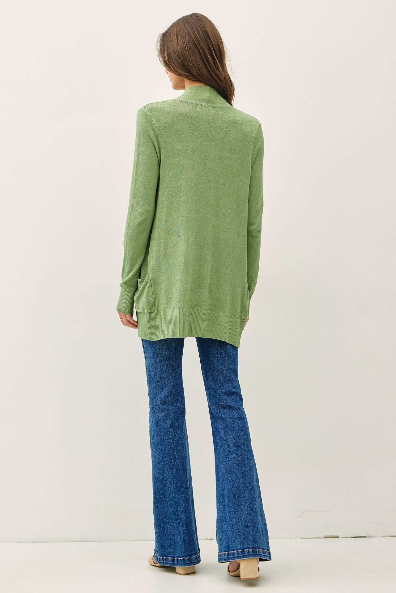 COTTON BLEND KNIT OPEN FRONT CARDIGAN