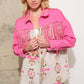 Aztec Contrast Frayed Shirt Jacket