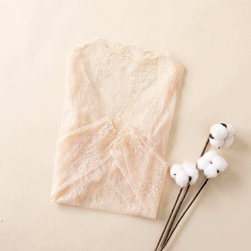 Semi Sheer Mesh Floral Lace Layering See Through Top - Southern Sassy Boutique