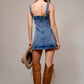 Studded Western Buckle Stretch Denim Dress