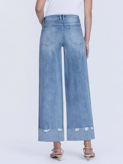 HIGH RISE MEDIUM WASH CUFFED WIDE JEANS LV1604
