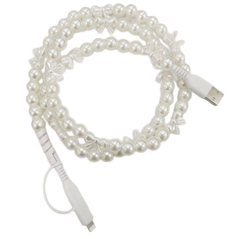 Pearl & Bow Cord Charging Cable 2 in 1 Charger- 39 inches