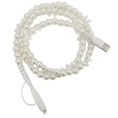 Pearl & Bow Cord Charging Cable 2 in 1 Charger- 39 inches - Southern Sassy Boutique