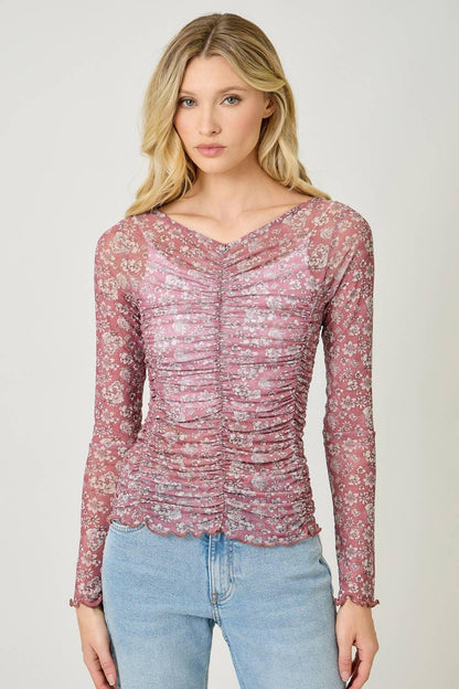 Lettuce Hem Mesh Print Top - Southern Sassy Boutique