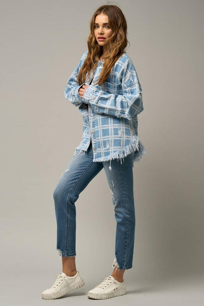 High Stretch Mid Rise Ripped Girlfriend Jeans - Southern Sassy Boutique