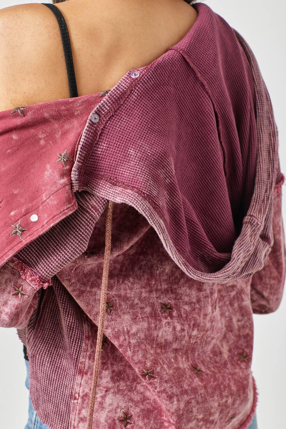 Star Embroidery Washed Jacket - Southern Sassy Boutique