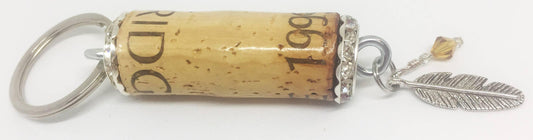 Feather Charm Rhinestone Design Keychain - Southern Sassy Boutique