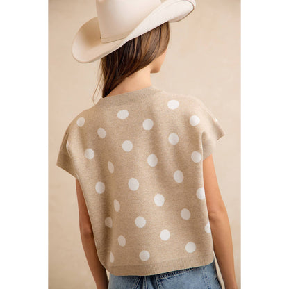 Polka Dot Knit Sleeveless Sweater