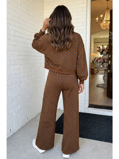Brown Polka Dot Drawstring Set