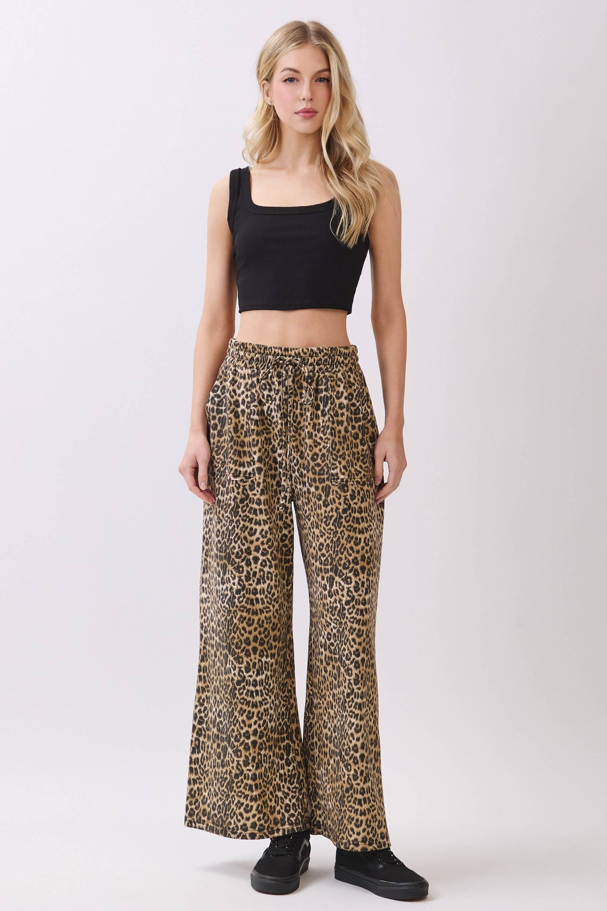 Leopard Wide Leg Terry Pants