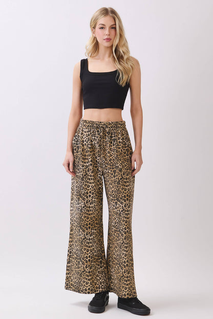 Leopard Wide Leg Terry Pants