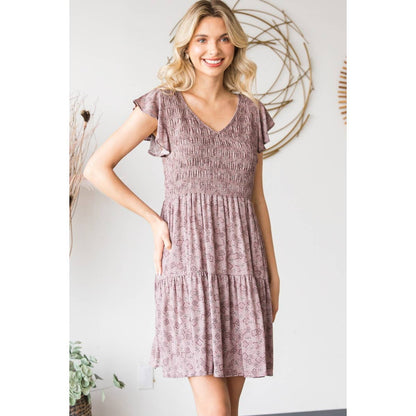 Floral V Neck Tiered Dress - Southern Sassy Boutique