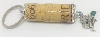 Charm Rhinestone & Cork Design Keychain - Southern Sassy Boutique