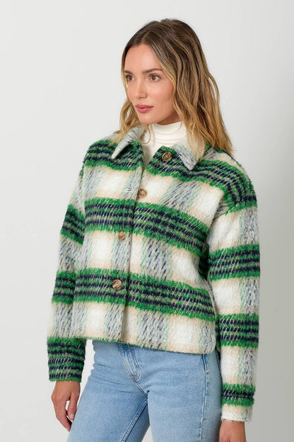 Plaid Printed Jacket - Southern Sassy Boutique