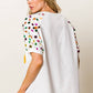 Metallic Letter Spangle Raglan Puff Sleeve Top