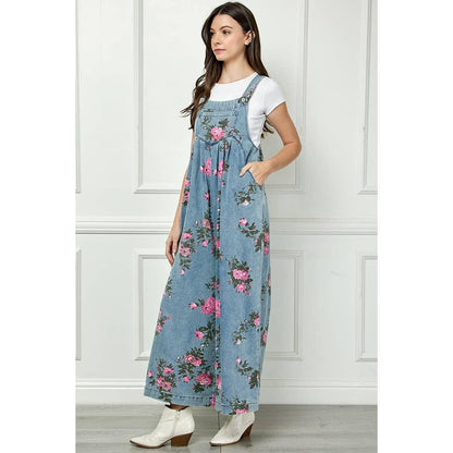 Painted Floral Sleeveless Jumpsuit - Southern Sassy Boutique