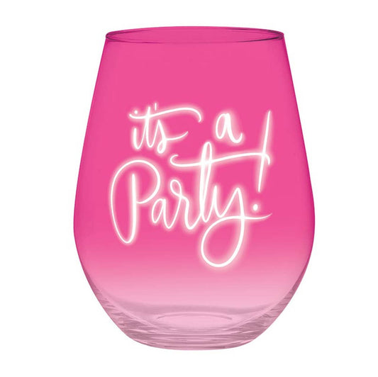 Jumbo Stemless Wine Glass - It's a Party