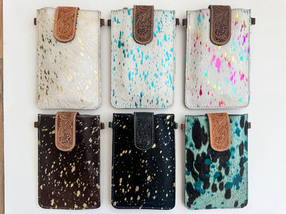 HAYDEE PHONE CROSSBODY mobile Western Tooled Leather Cowhide - Southern Sassy Boutique