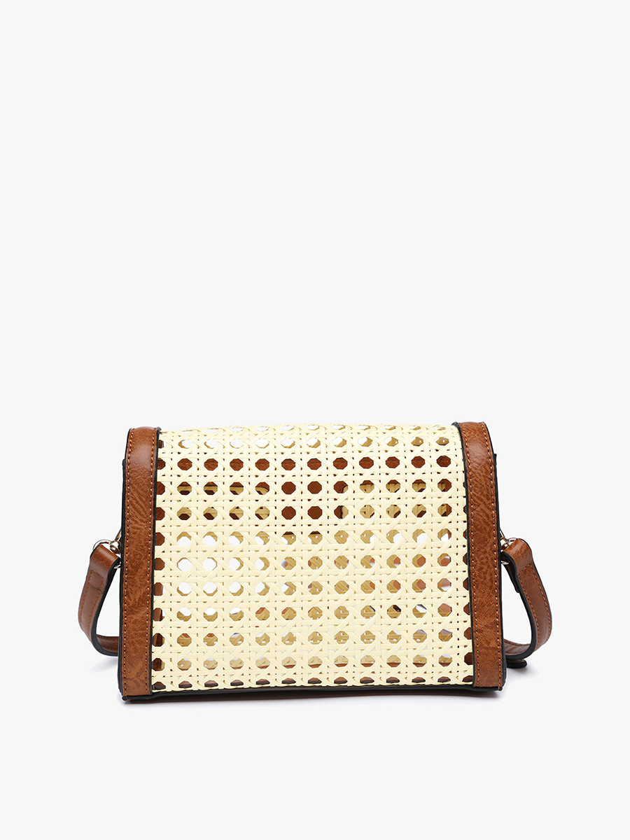 Etta Rattan Crossbody w/ Vegan Leather Accents