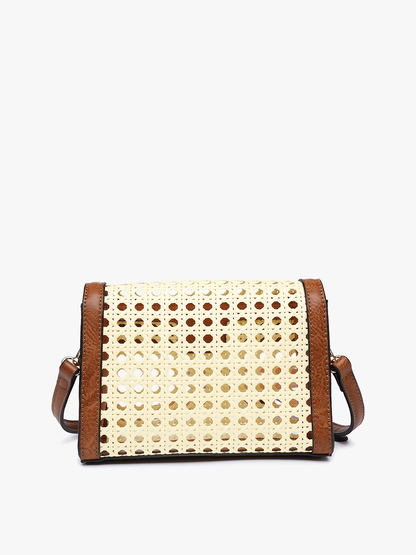 Etta Rattan Crossbody w/ Vegan Leather Accents