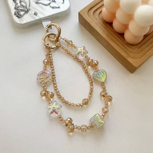 Elegant Double-Layer Crystal Beaded Keychain DP25C903