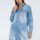 Ripped Raw Trim Denim Shirt Dress