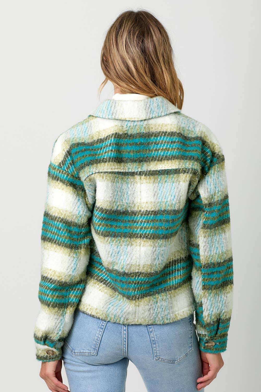 Plaid Printed Jacket - Southern Sassy Boutique