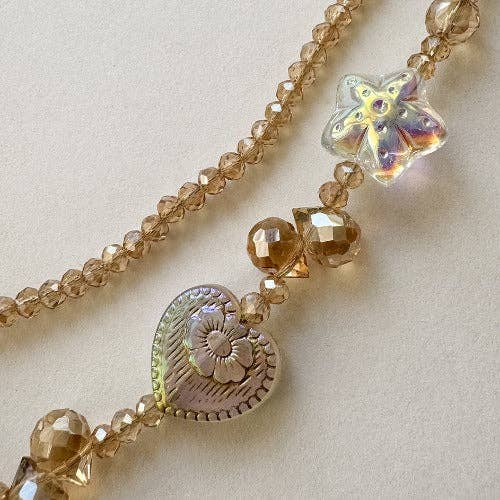 Elegant Double-Layer Crystal Beaded Keychain DP25C903