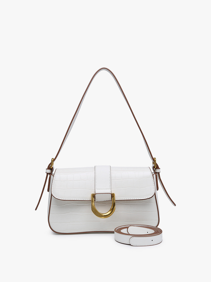 Lima Croc-Embossed Satchel/Shoulder Bag