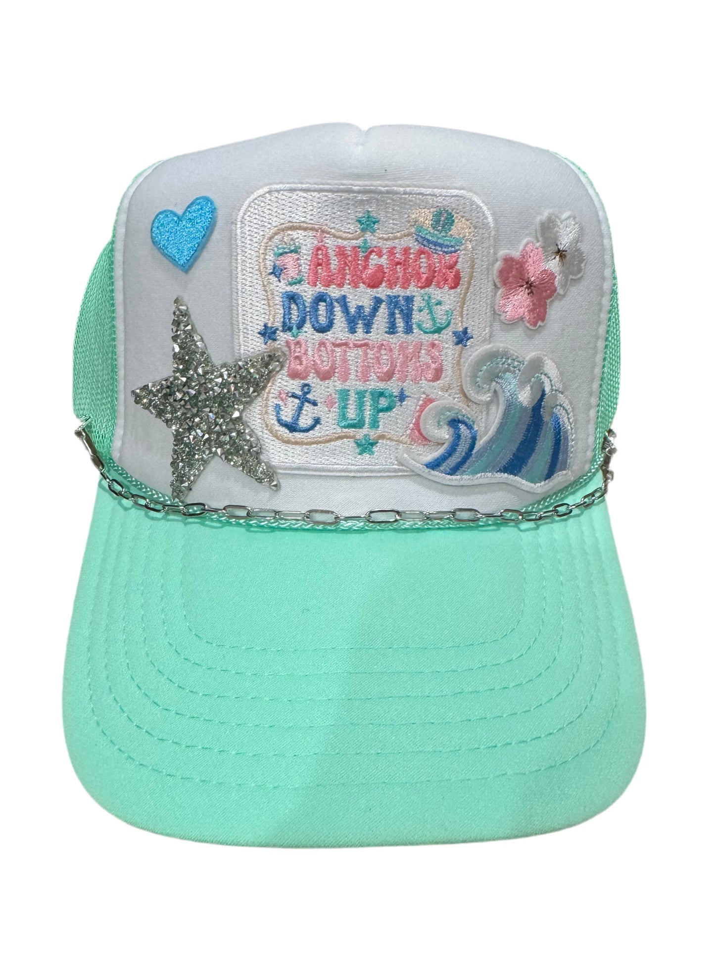 Anchors Down Bottoms Up Lake Vibes Trucker Hat - Southern Sassy Boutique