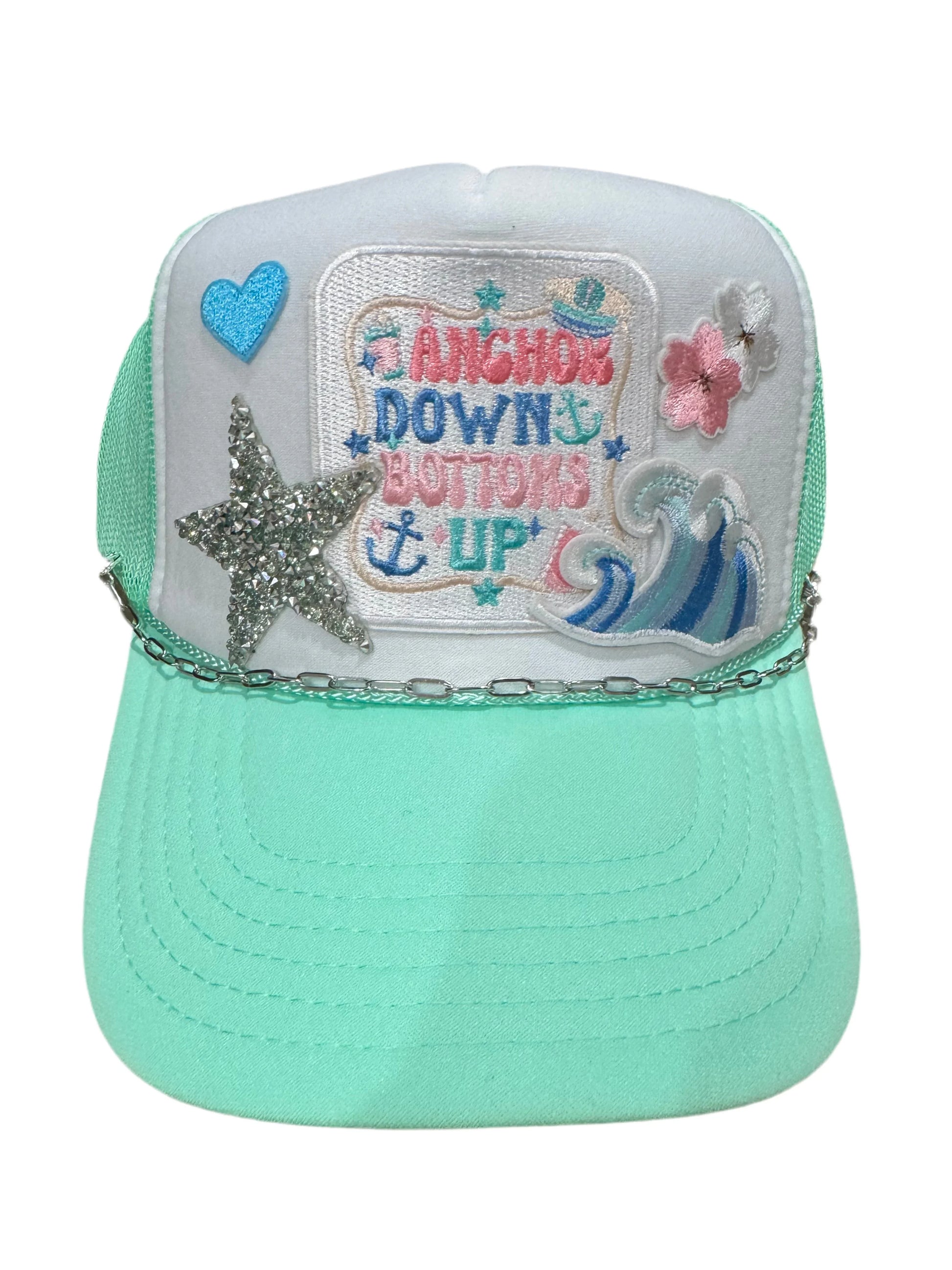 Anchors Down Bottoms Up Lake Vibes Trucker Hat - Southern Sassy Boutique