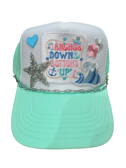 Anchors Down Bottoms Up Lake Vibes Trucker Hat - Southern Sassy Boutique