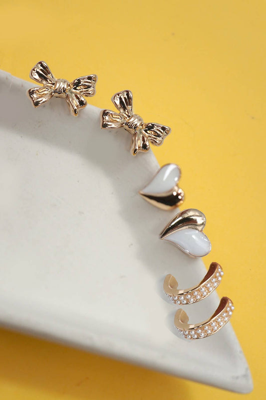 Pearl & Gold Trio Earrings