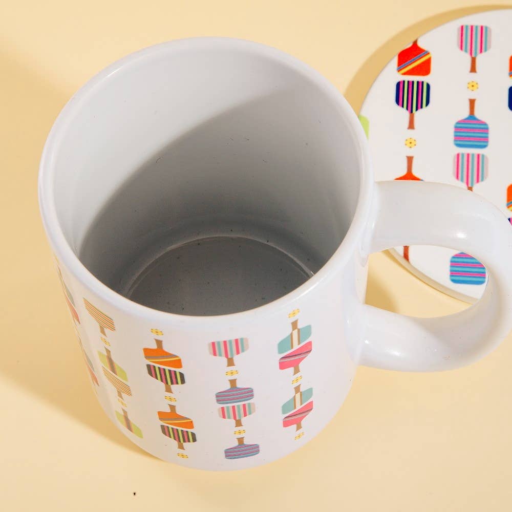 Pickle Ball Pattern 15Oz Mug With Matching Coaster Gift Set